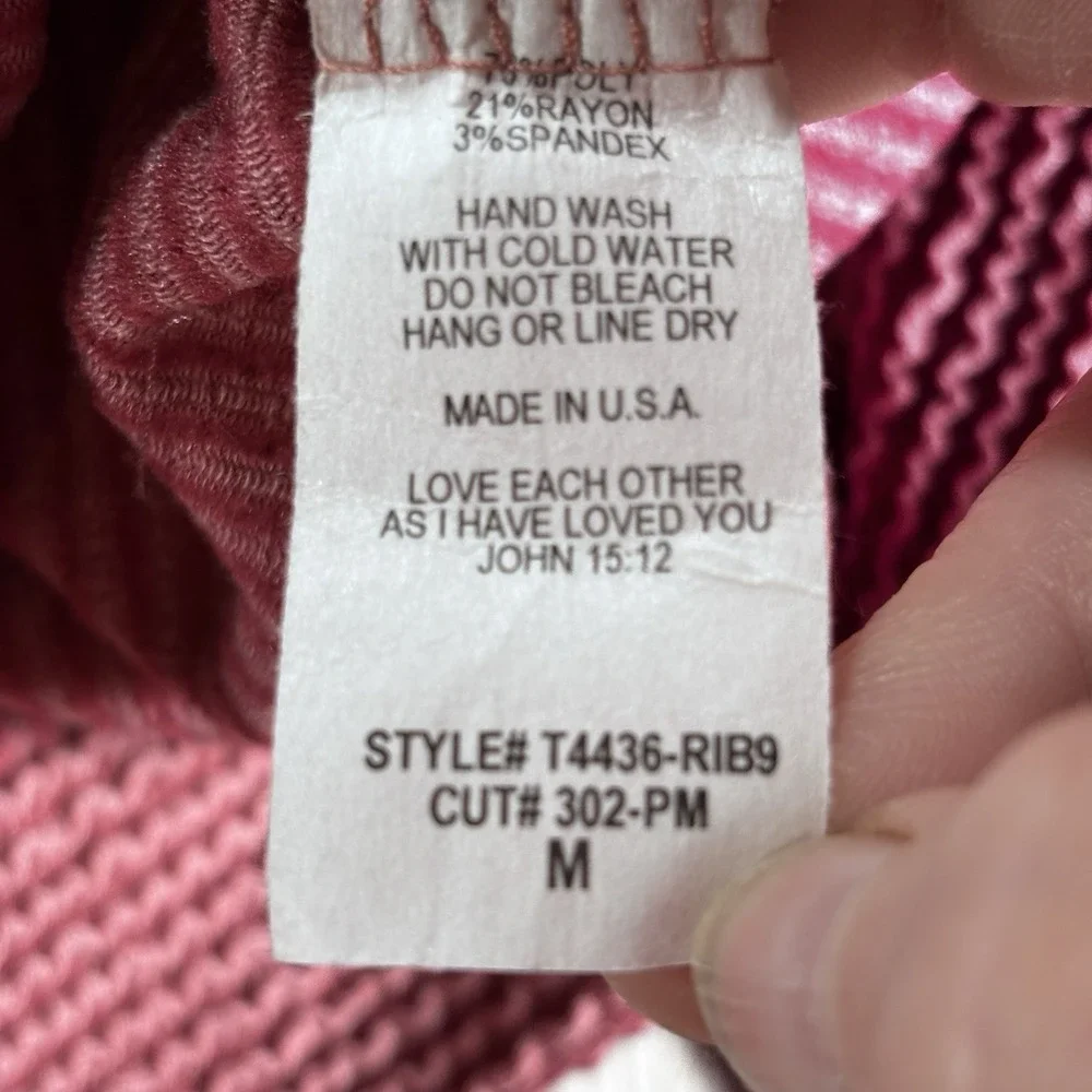 Reborn J PinkRibbed Knit  Button Up‎ Jacket W/ Contrast Hood M Soft Warm Pockets